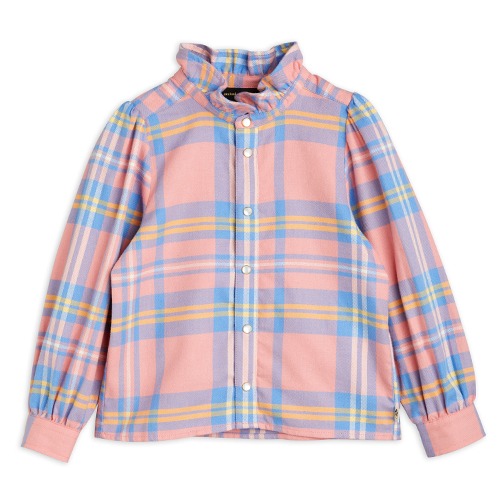 [minirodini] Flanell Check woven blouse - Pink