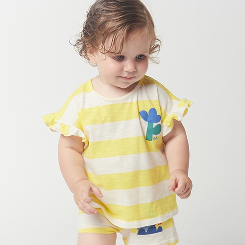 [bobochoses] Yellow Stripes ruffle T-shirt - BABY
