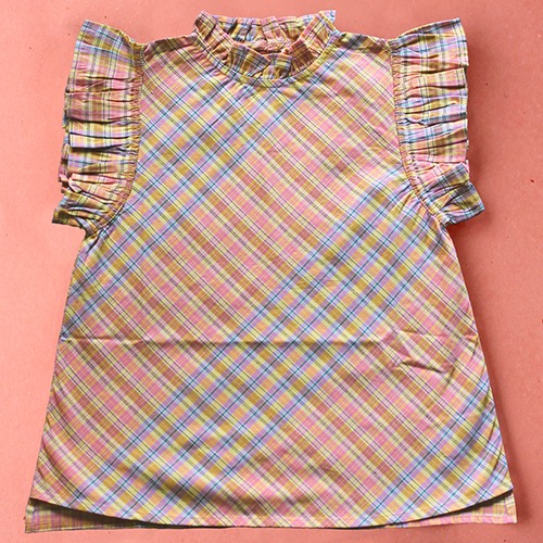 [bonjour] TOP WITH FLOUNCE without the city name - Rainbow check